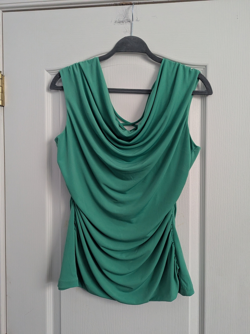 Draped Cowl Sleeveless Tank Top in Teal